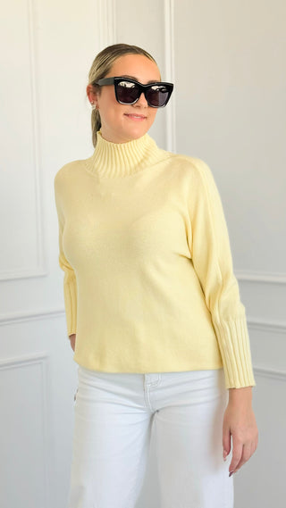 Break Free Long Sleeve Italian Sweater Top - Butter Yellow