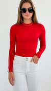 Contrast Sleeve Detail Crop Top - Red-130 Long Sleeve Tops-Heart&Hips-Coastal Bloom Boutique, find the trendiest versions of the popular styles and looks Located in Indialantic, FL