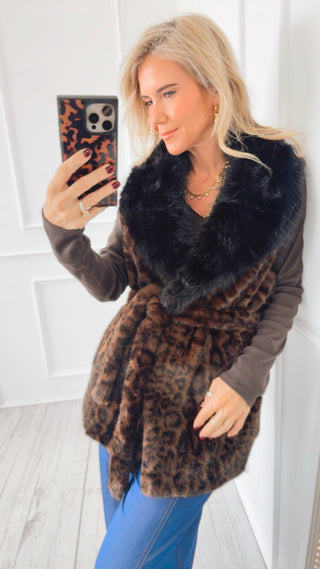 Belted Animal Print Vest