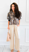 Botanical Romance Puff Sleeve Italian Button Down Top-110 short Sleeve Top-AZUL MONACO-Coastal Bloom Boutique, find the trendiest versions of the popular styles and looks Located in Indialantic, FL