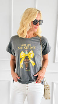 Bow & Drink Italian Graphic Tee-110 Short Sleeve Tops-FIRSTAGE-Coastal Bloom Boutique, find the trendiest versions of the popular styles and looks Located in Indialantic, FL