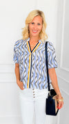 Speed Track Zig Zag Stripe Blouse-110 short Sleeve Top-VOY-Coastal Bloom Boutique, find the trendiest versions of the popular styles and looks Located in Indialantic, FL