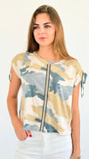 Sand & Sea Camo Top-110 Short Sleeve Tops-mystree-Coastal Bloom Boutique, find the trendiest versions of the popular styles and looks Located in Indialantic, FL