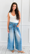 Drifted Denim Print Italian Pants-100 Pants-Italianissimo-Coastal Bloom Boutique, find the trendiest versions of the popular styles and looks Located in Indialantic, FL