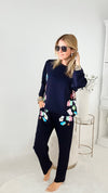 Pop of Color Navy Scuba Top-130 Long Sleeve Tops-Joh Apparel-Coastal Bloom Boutique, find the trendiest versions of the popular styles and looks Located in Indialantic, FL