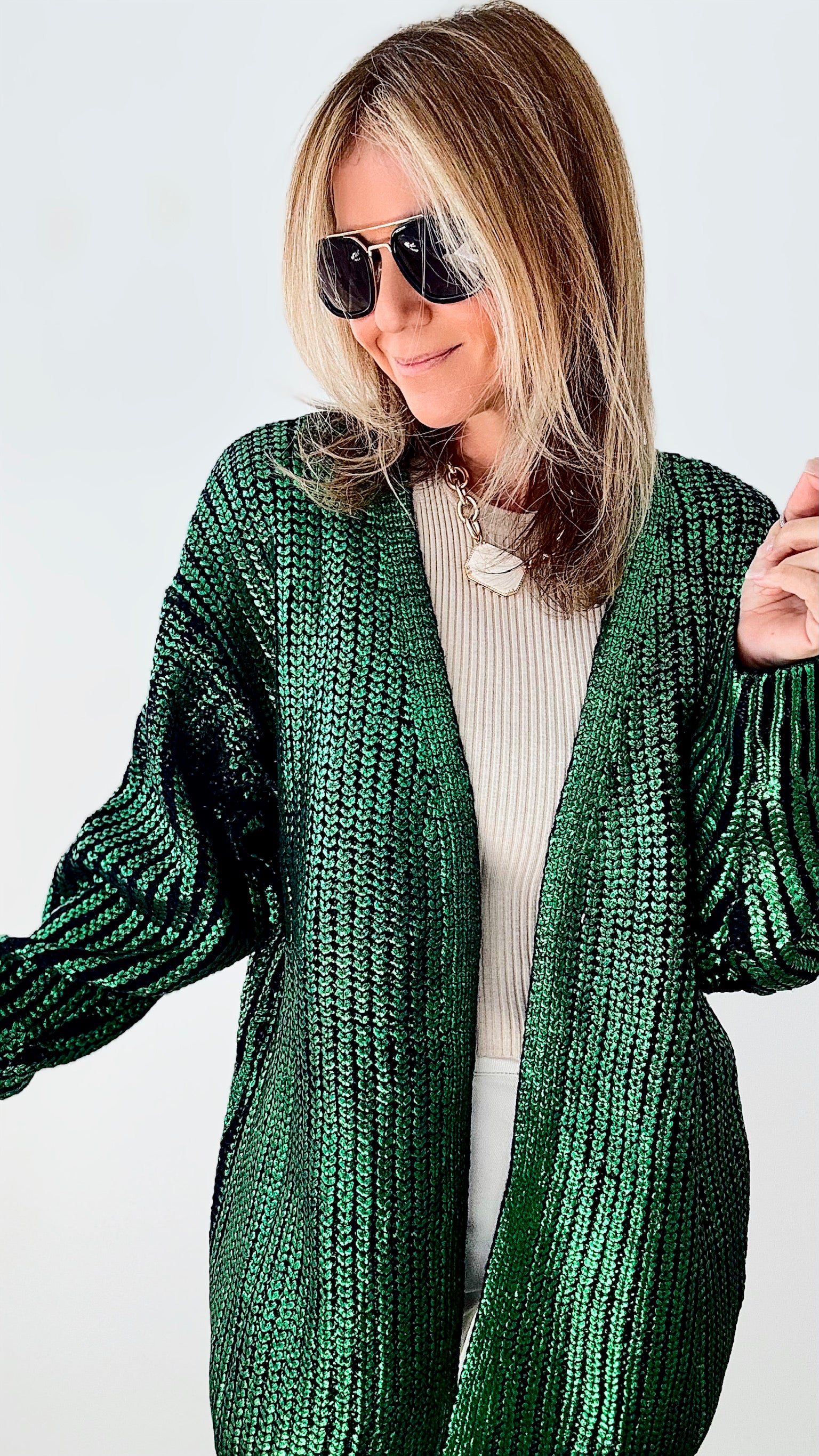 Nightingale Chunky Knit Cardigan - Emerald-150 Cardigans/Layers-BIBI-Coastal Bloom Boutique, find the trendiest versions of the popular styles and looks Located in Indialantic, FL