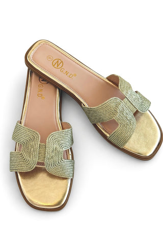 Coastal Chic Slip On Sandals - Gold