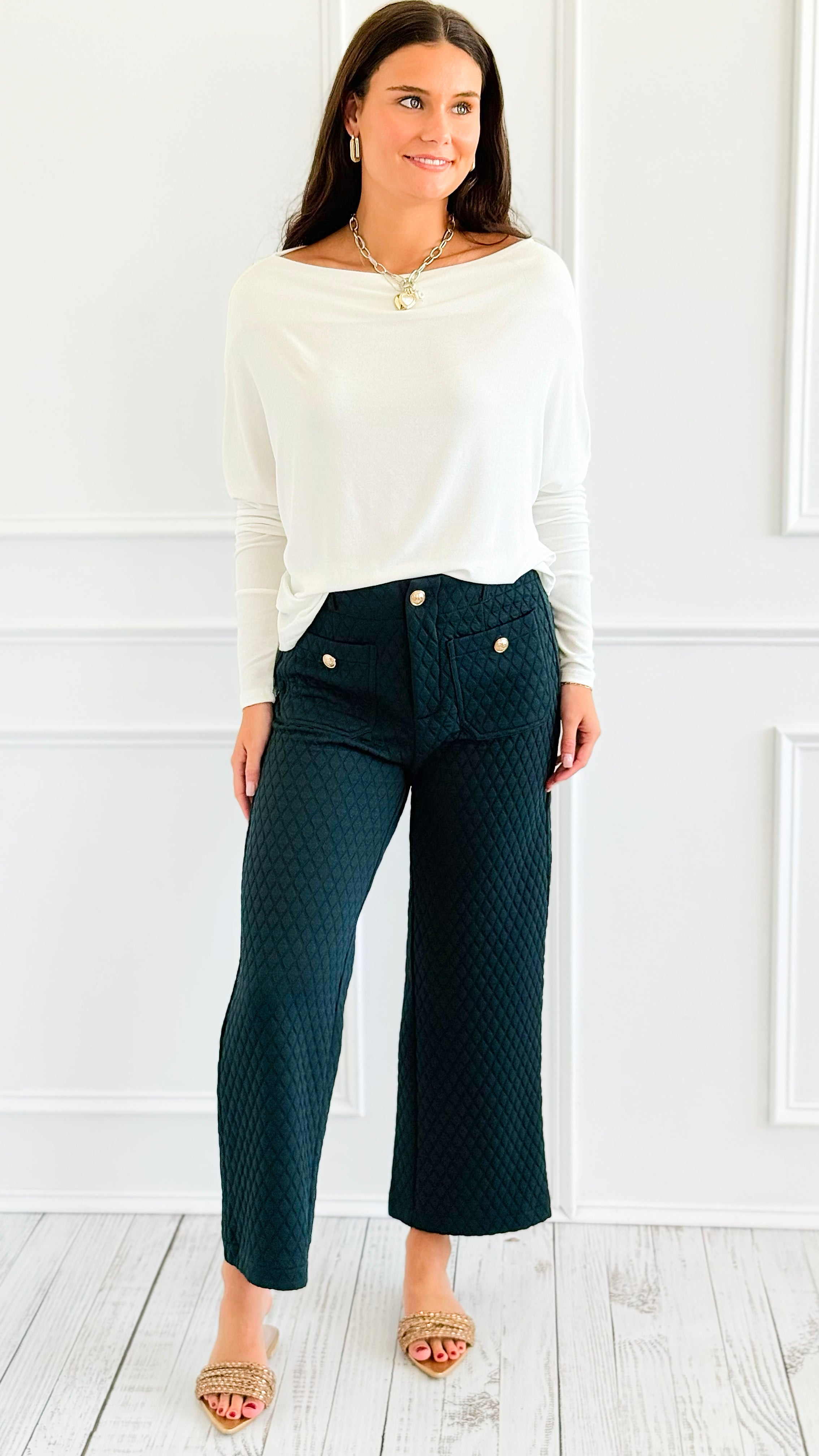Buttoned Up Quilted Pants-170 Bottoms-VOY-Coastal Bloom Boutique, find the trendiest versions of the popular styles and looks Located in Indialantic, FL