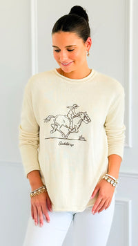 Saddle Up Graphic Sweater-140 Sweaters-Gilli-Coastal Bloom Boutique, find the trendiest versions of the popular styles and looks Located in Indialantic, FL