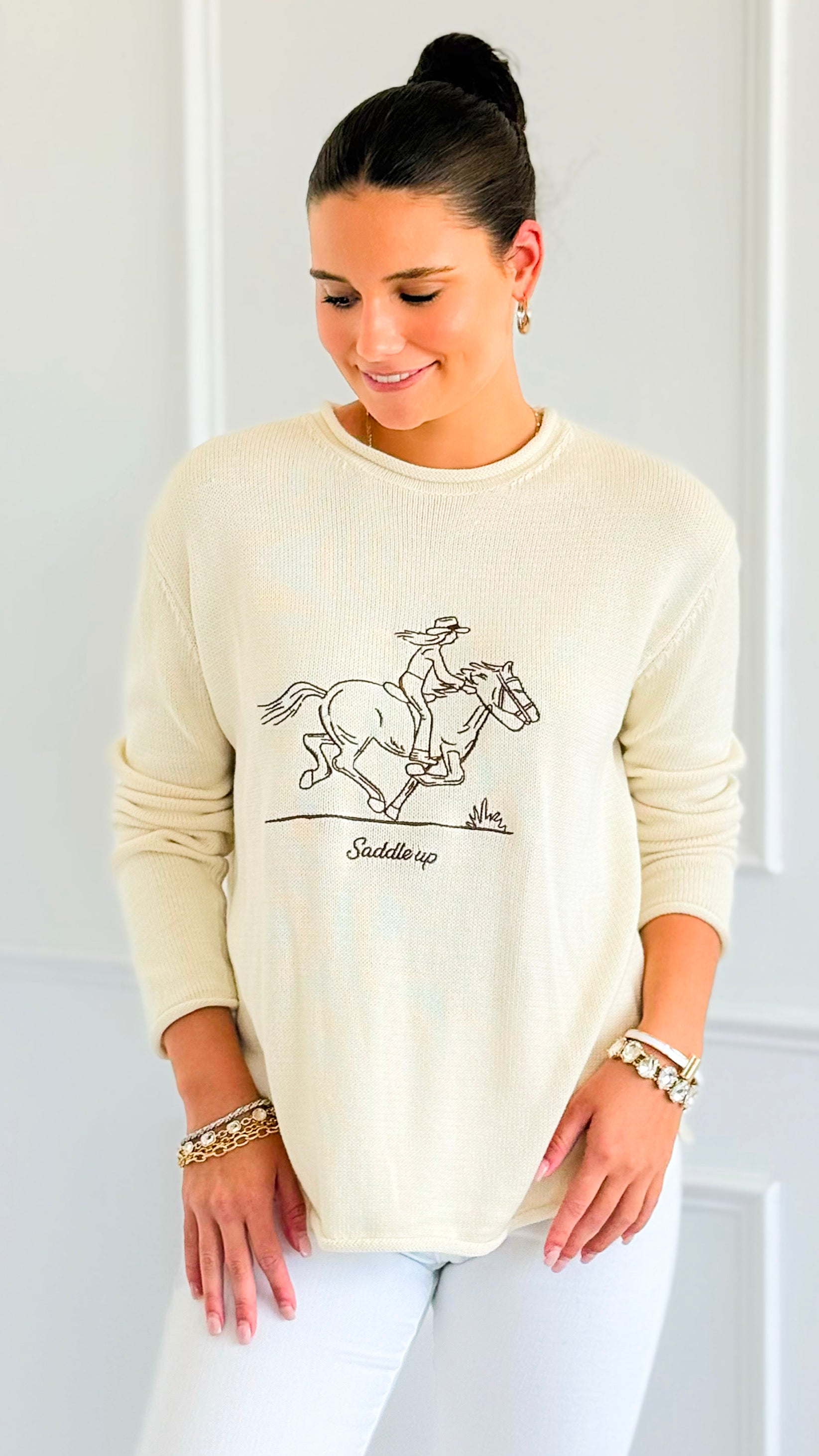 Saddle Up Graphic Sweater-140 Sweaters-Gilli-Coastal Bloom Boutique, find the trendiest versions of the popular styles and looks Located in Indialantic, FL