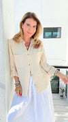 Monteray Edge Frayed Blouse Top - Lt. Beige-110 Long Sleeve Tops-Zenana-Coastal Bloom Boutique, find the trendiest versions of the popular styles and looks Located in Indialantic, FL