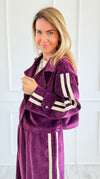 Tracked Threads Cropped Italian Jacket- Plum