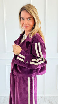 Tracked Threads Cropped Italian Jacket- Plum
