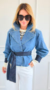 Contrast Charm Denim Jacket-160 Jackets-ROUSSEAU-Coastal Bloom Boutique, find the trendiest versions of the popular styles and looks Located in Indialantic, FL