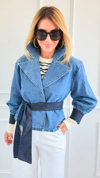 Contrast Charm Denim Jacket-160 Jackets-ROUSSEAU-Coastal Bloom Boutique, find the trendiest versions of the popular styles and looks Located in Indialantic, FL