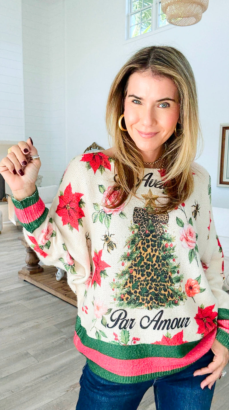 Untamed Holiday Bloom Italian Emilia Knit Sweater-140 Sweaters-SORPRESA-Coastal Bloom Boutique, find the trendiest versions of the popular styles and looks Located in Indialantic, FL