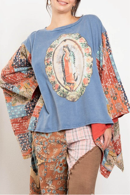 Sacred Kantha Oversized Poncho-150 Cardigans/Layers-Blue Velvet-Coastal Bloom Boutique, find the trendiest versions of the popular styles and looks Located in Indialantic, FL