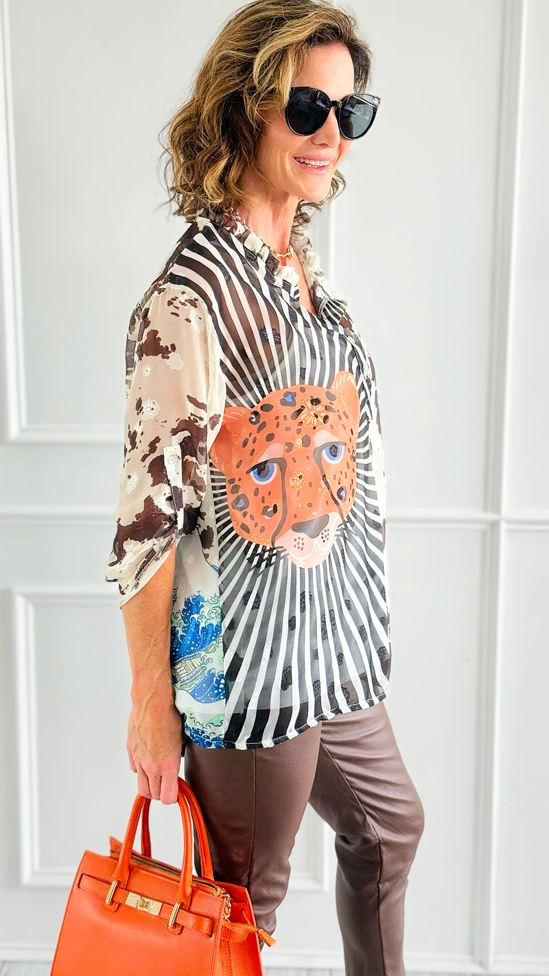 Jungle Muse Sheer Italian Top-110 short Sleeve Top-SUNNY HOLIDAYS-Coastal Bloom Boutique, find the trendiest versions of the popular styles and looks Located in Indialantic, FL