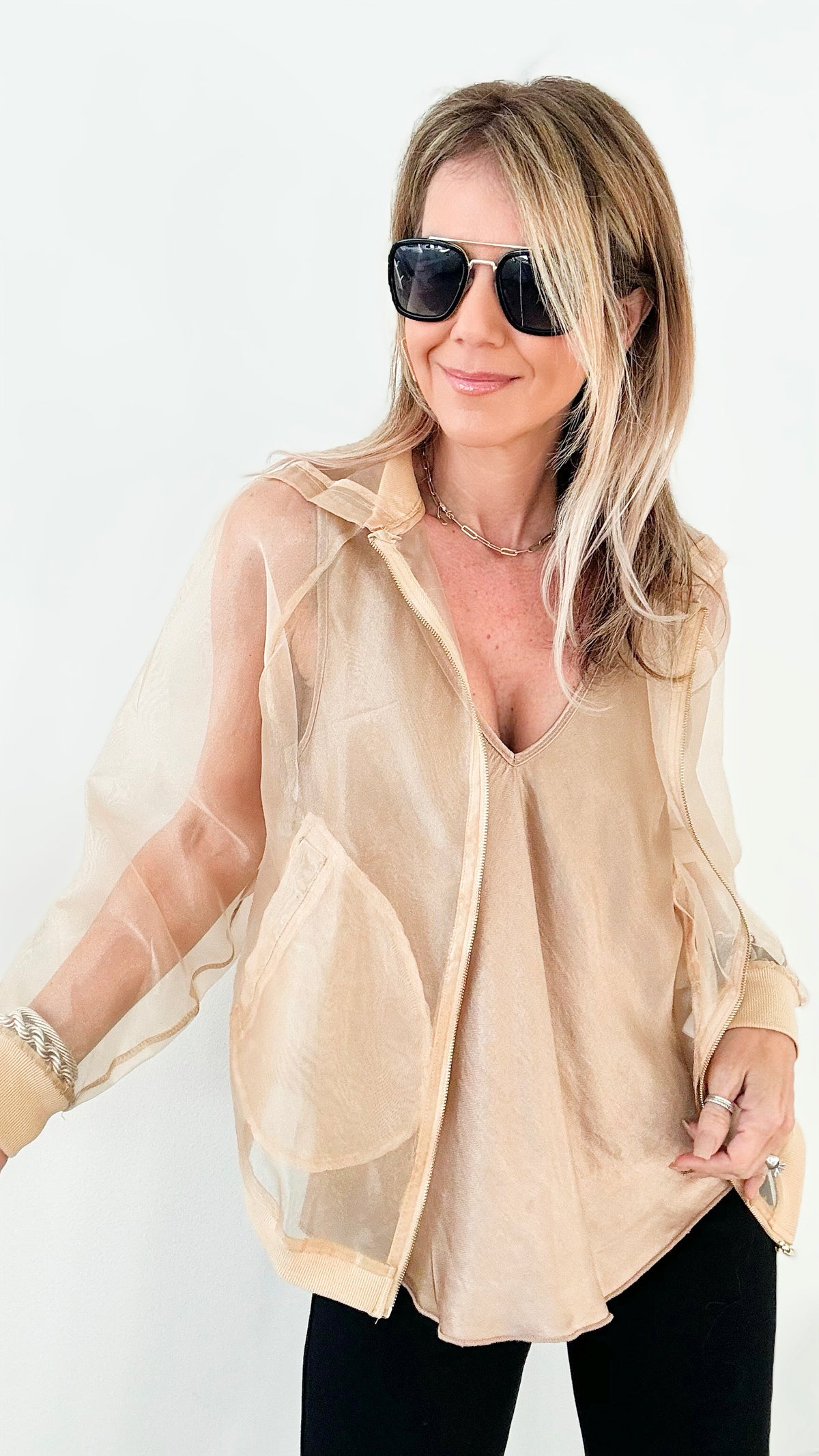 Sheer Petal Hooded Shawl Jacket - Nude-160 Jackets-ShopIrisBasic-Coastal Bloom Boutique, find the trendiest versions of the popular styles and looks Located in Indialantic, FL