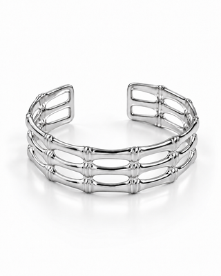 Stainless Steel Bamboo Layered Cuff Bracelet