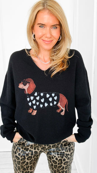 Heartbreaker Hound V-Neck Italian Knit Sweater