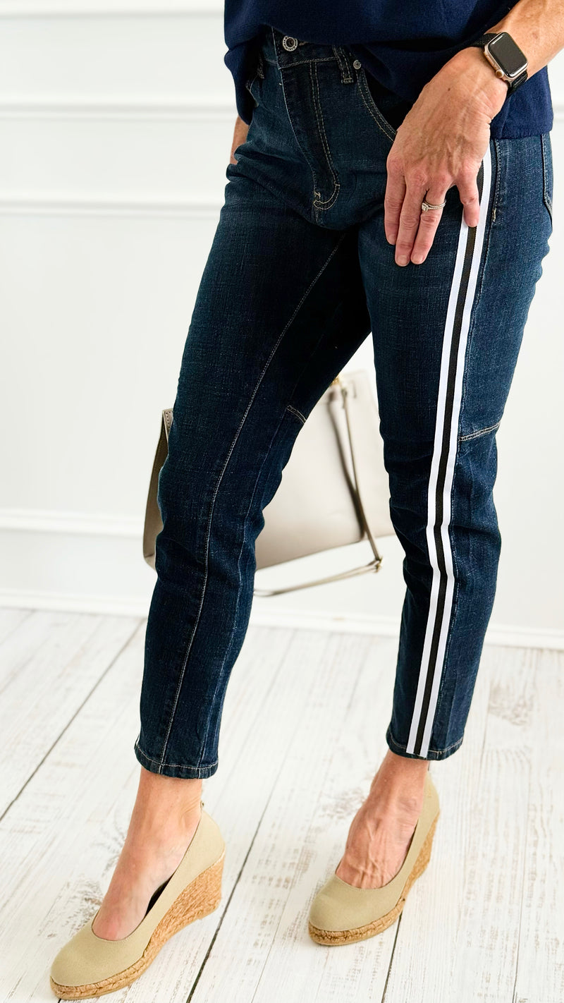 Edge Line Denim Pants-100 Pants-DIPINTO DI BLU-Coastal Bloom Boutique, find the trendiest versions of the popular styles and looks Located in Indialantic, FL