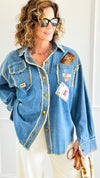 Distressed Pop Denim Top-130 Long Sleeve Tops-Weilco-Coastal Bloom Boutique, find the trendiest versions of the popular styles and looks Located in Indialantic, FL