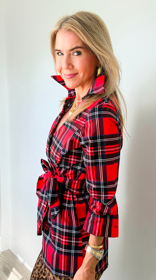 Everly Wrap Top – Highland Tartan