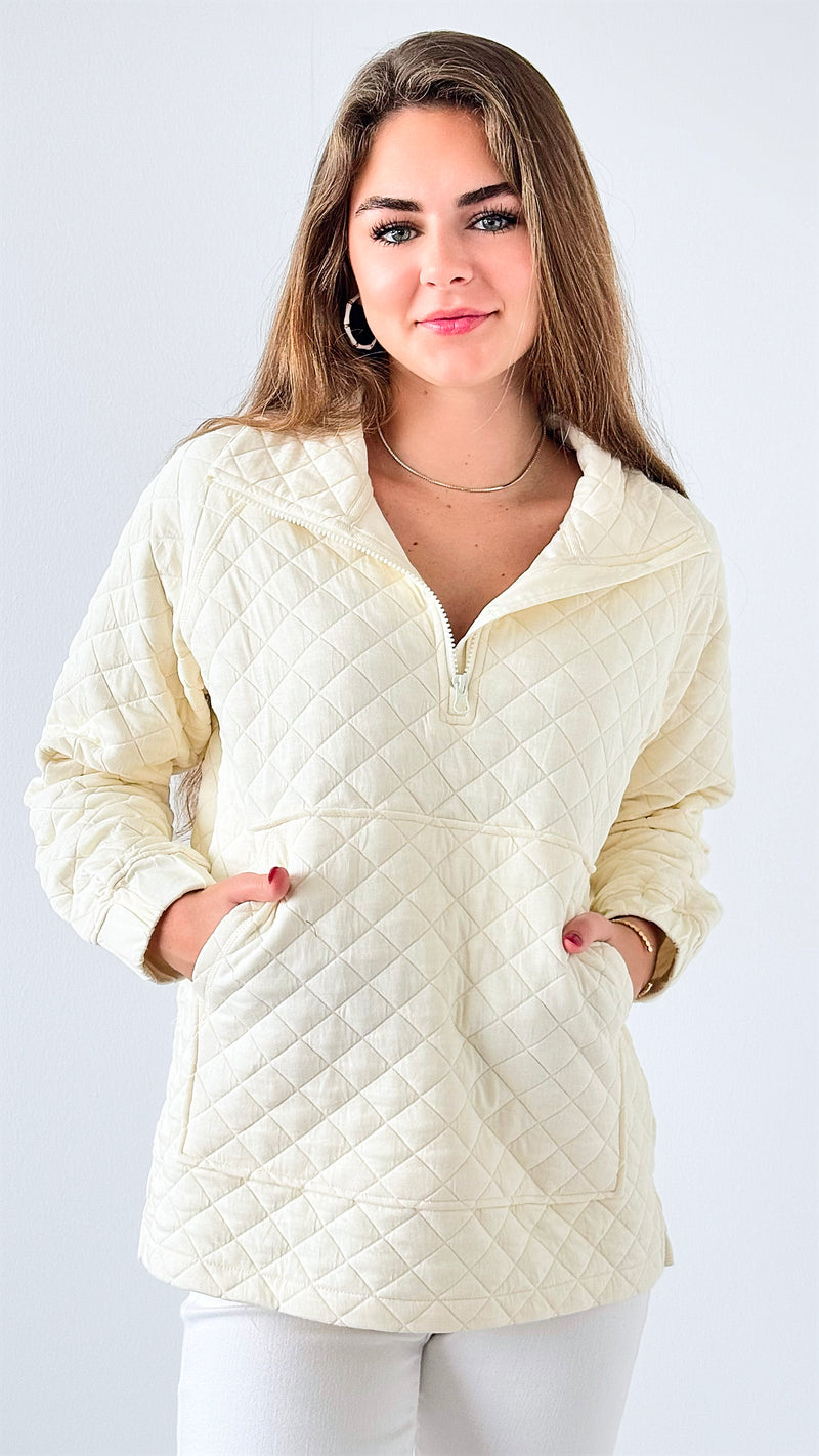 Quilted Lounge Sweatshirt-140 Sweaters-Mono B-Coastal Bloom Boutique, find the trendiest versions of the popular styles and looks Located in Indialantic, FL