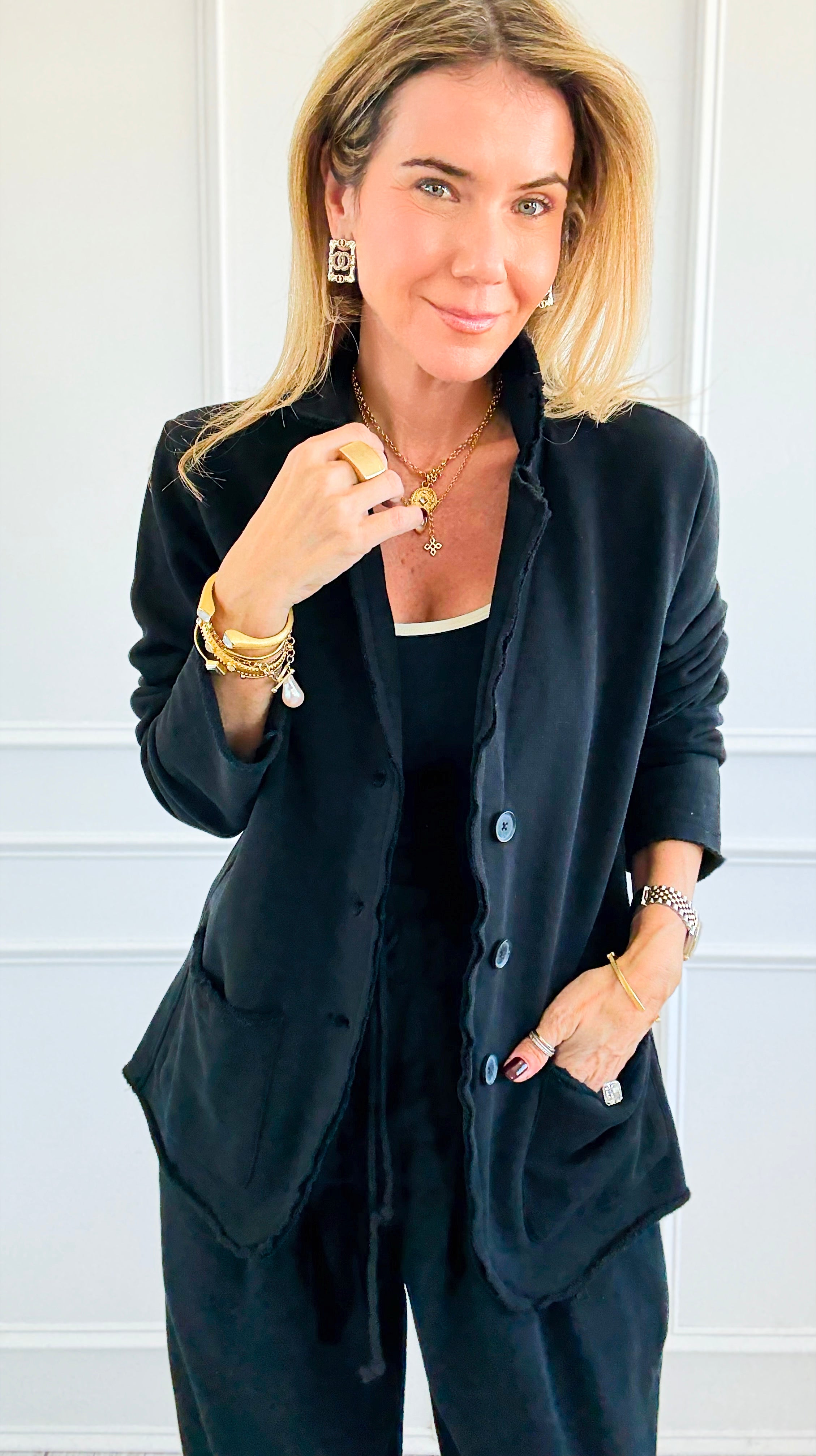 Eileen Knit Blazer-160 Jackets-Mono B-Coastal Bloom Boutique, find the trendiest versions of the popular styles and looks Located in Indialantic, FL