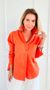 Power Move Pocket Italian Shirt- Orange-110 short Sleeve Top-IT UNIQ-Coastal Bloom Boutique, find the trendiest versions of the popular styles and looks Located in Indialantic, FL
