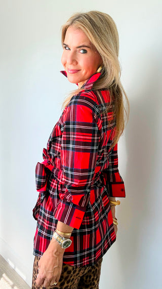Everly Wrap Top – Highland Tartan