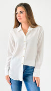 Effortless Oversized Button Down Top - White-130 Long sleeve top-MYSTREE INC.-Coastal Bloom Boutique, find the trendiest versions of the popular styles and looks Located in Indialantic, FL