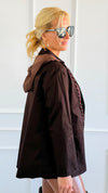 Medal Luxe Italian Hooded Blazer- Brown-160 Jackets-STAR SRL-Coastal Bloom Boutique, find the trendiest versions of the popular styles and looks Located in Indialantic, FL