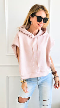 Textured Pattern Hoodie Top-110 Short Sleeve Tops-BucketList-Coastal Bloom Boutique, find the trendiest versions of the popular styles and looks Located in Indialantic, FL
