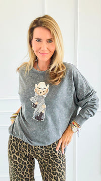 CB Custom - Rodeo Runway Sweatshirt-130 Long Sleeve Tops-Blu Pepper / Holly-Coastal Bloom Boutique, find the trendiest versions of the popular styles and looks Located in Indialantic, FL