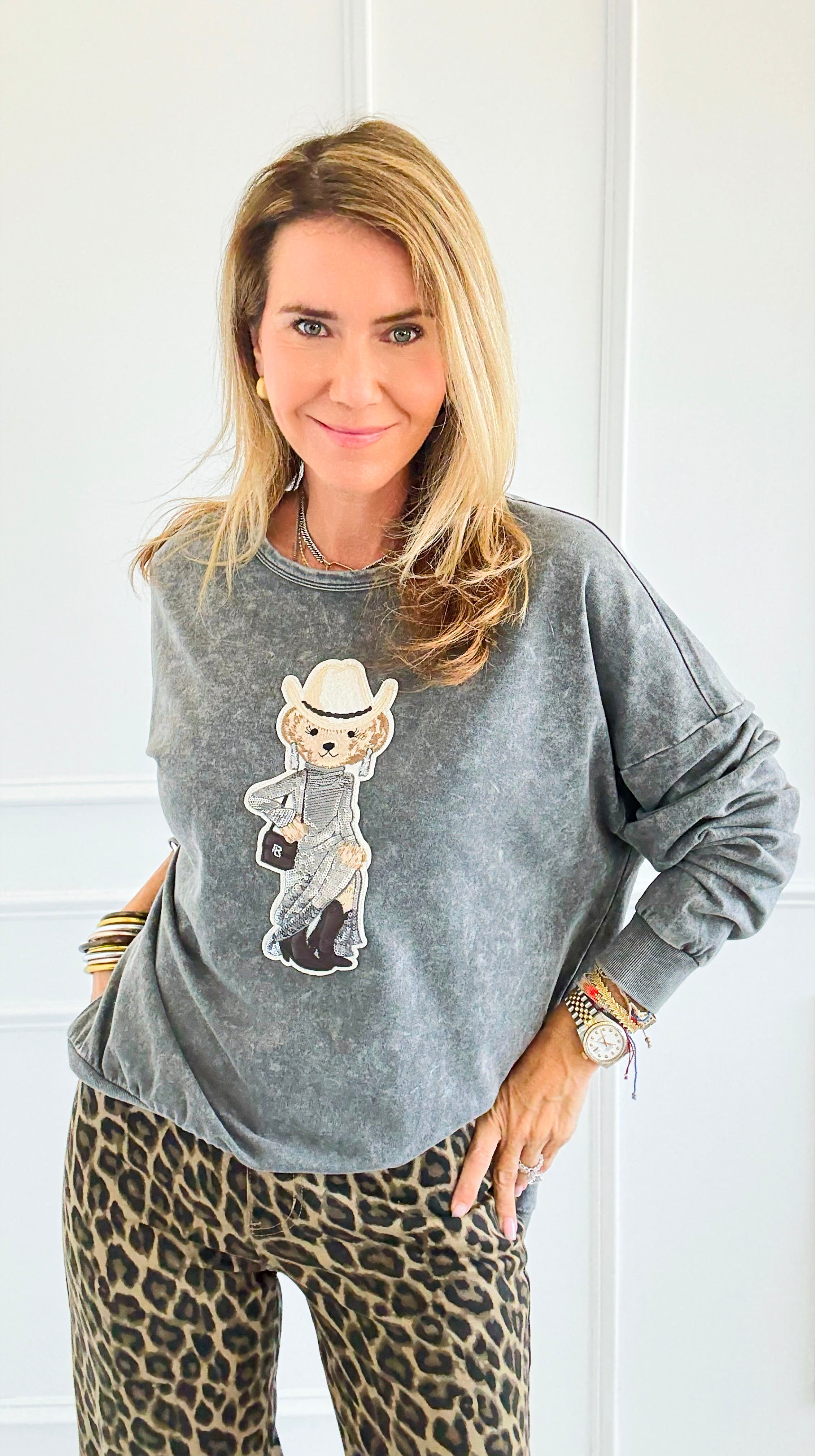 CB Custom - Rodeo Runway Sweatshirt-130 Long Sleeve Tops-Blu Pepper / Holly-Coastal Bloom Boutique, find the trendiest versions of the popular styles and looks Located in Indialantic, FL