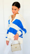Touchdown Stripe Collar Sweater-140 Sweaters-ODDI-Coastal Bloom Boutique, find the trendiest versions of the popular styles and looks Located in Indialantic, FL