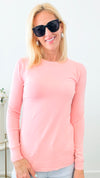 Long Sleeve Round Neck Knit Sweater - Blush-140 Sweaters-in2you-Coastal Bloom Boutique, find the trendiest versions of the popular styles and looks Located in Indialantic, FL