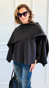 Modern & Elegance Italian Shawl Jacket- Black-150 Cardigans/Layers-SEE YOU IN ROME-Coastal Bloom Boutique, find the trendiest versions of the popular styles and looks Located in Indialantic, FL
