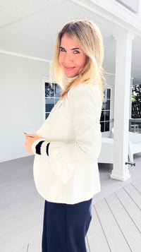 Boardroom Muse Ruffle Sleeve Blazer-160 Jackets-DOE AND RAE-Coastal Bloom Boutique, find the trendiest versions of the popular styles and looks Located in Indialantic, FL