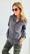Eileen Fall Shacket - Dark Grey-160 Jackets-Rosio-Coastal Bloom Boutique, find the trendiest versions of the popular styles and looks Located in Indialantic, FL