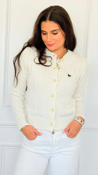 Crimson Gallop Cable Cardigan-Cream-150 Cardigan Layers-Blu Pepper-Coastal Bloom Boutique, find the trendiest versions of the popular styles and looks Located in Indialantic, FL