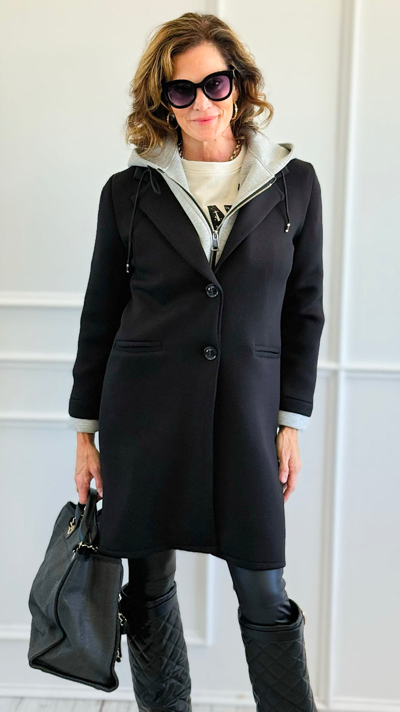 Double Take Italian Coat - Black-160 Jackets-BONITO SRL-Coastal Bloom Boutique, find the trendiest versions of the popular styles and looks Located in Indialantic, FL
