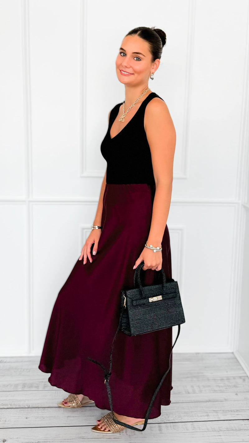 Isabella Italian Skirt- Wine-170 Bottoms-SEE YOU IN ROME-Coastal Bloom Boutique, find the trendiest versions of the popular styles and looks Located in Indialantic, FL