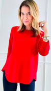 Bold Moves Top - Red-130 Long Sleeve Tops-Beverly Rose-Coastal Bloom Boutique, find the trendiest versions of the popular styles and looks Located in Indialantic, FL