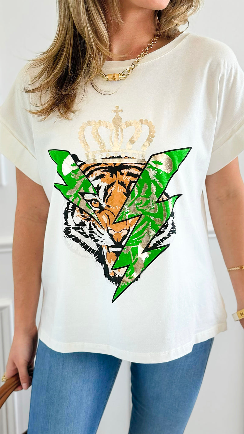 Lightning King Italian Graphic Tee-110 Short Sleeve Tops-FIRSTAGE-Coastal Bloom Boutique, find the trendiest versions of the popular styles and looks Located in Indialantic, FL