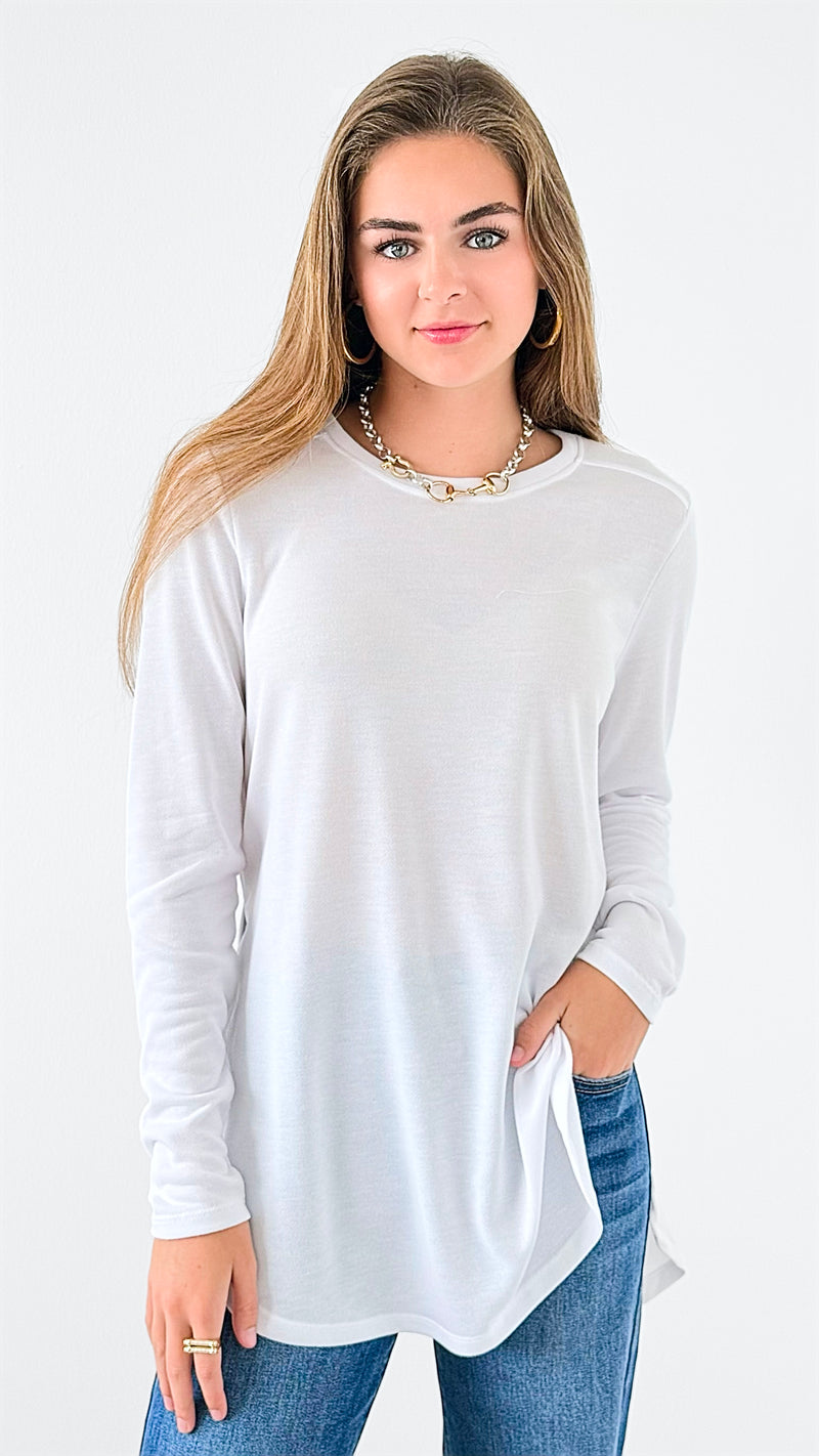 Hung Up Top - White-130 Long Sleeve Tops-Mono B-Coastal Bloom Boutique, find the trendiest versions of the popular styles and looks Located in Indialantic, FL
