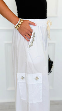 Pocket Glam Italian Flare Leg Pant- White-100 Pants-TATTOO Z-Coastal Bloom Boutique, find the trendiest versions of the popular styles and looks Located in Indialantic, FL