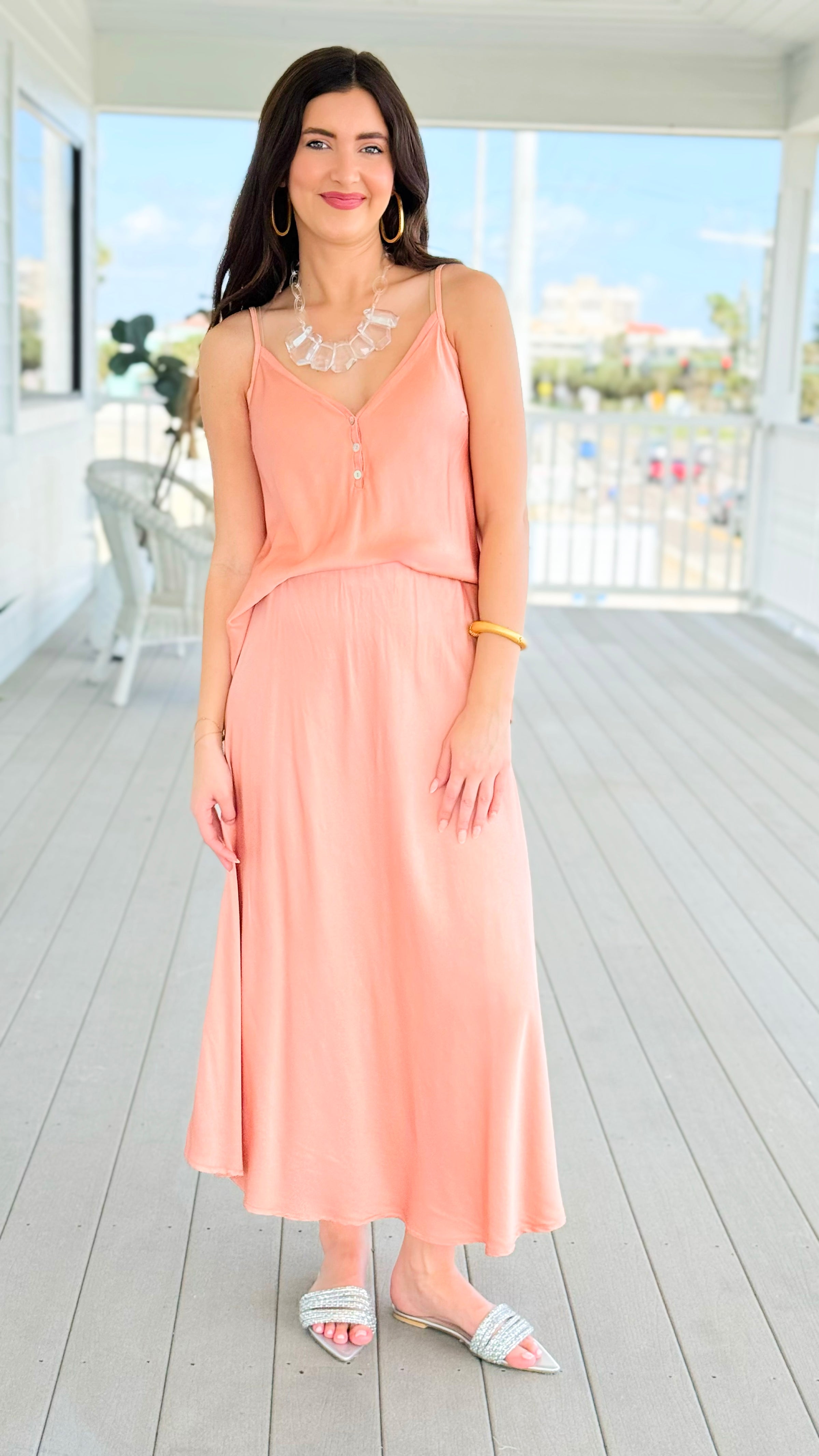 Just My Type Italian Skirt- Peach